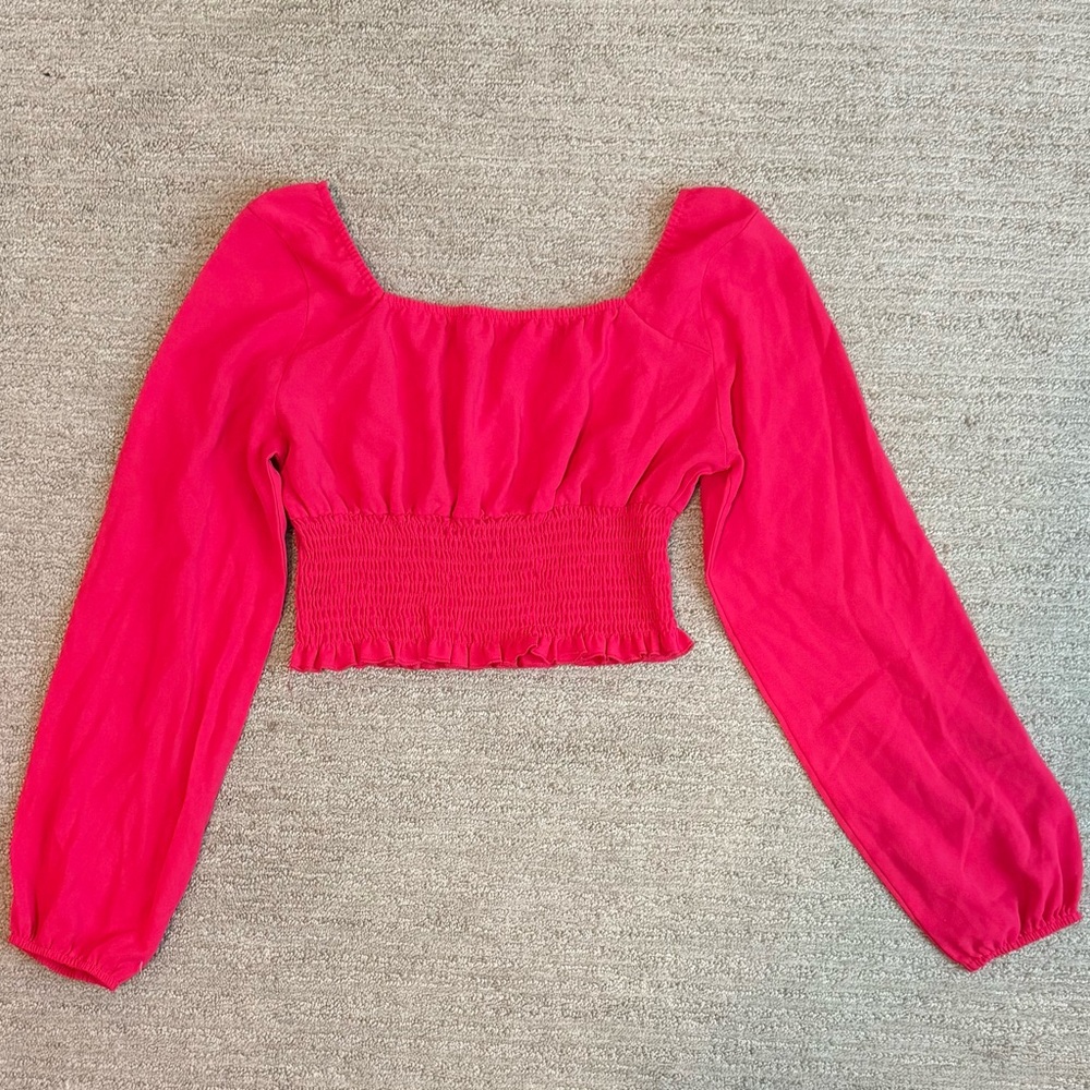 SHEIN Vibrant Pink Square Neck Blouse